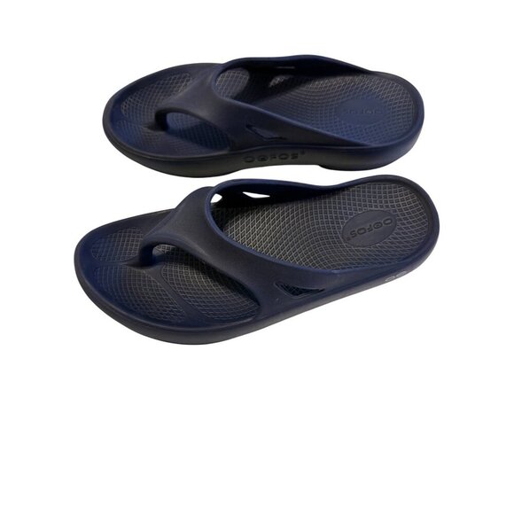 OOFOS OOriginal Recovery Navy Sandals Mens 10 Womens 12 Flip Flop Thong Shoes - Picture 3 of 8